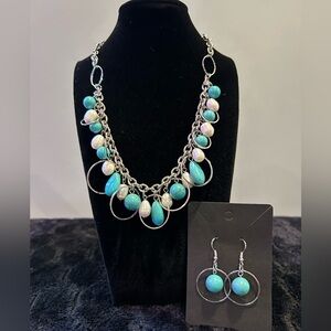 Park Lane Cabo Turquoise and Fresh Water Pearl Necklace and Earring Set
